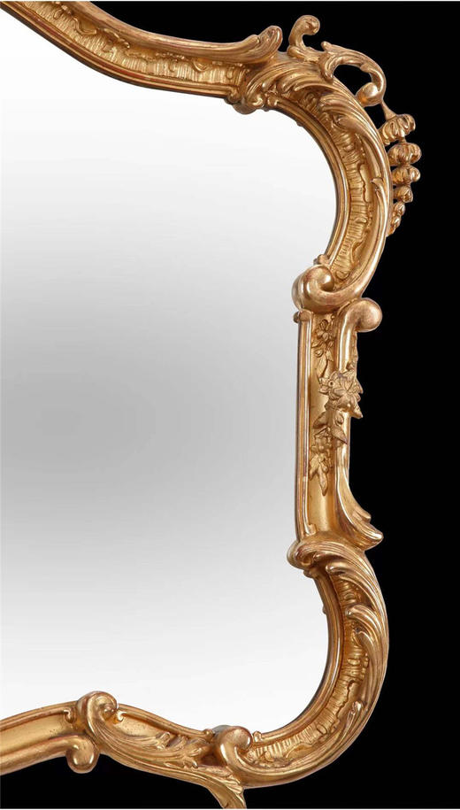 独角鹿西洋古董家居法国路易十五风格金叶鎏金灰墁浮雕木质挂镜 商品图3