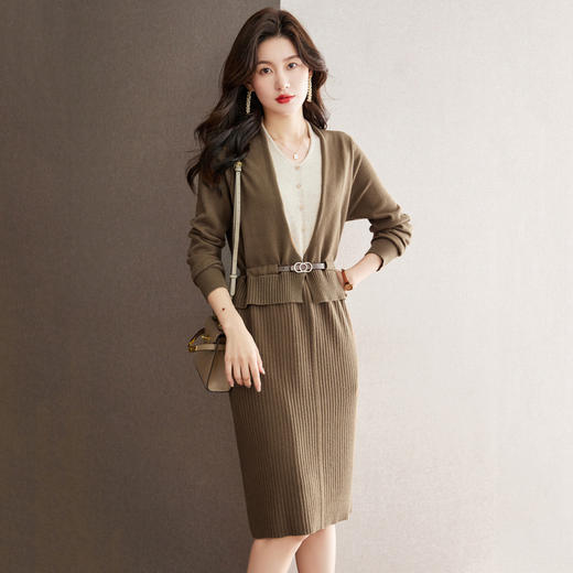 韩版温柔风，假两件套包臀针织连衣裙CC-22-3678 商品图5