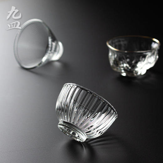 九皿高硼硅耐热玻璃茶杯日式锤纹品茗杯透明杯子酒杯家用功夫茶杯 商品图1