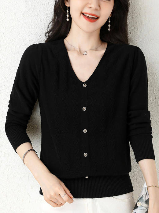 MZ 12079针织衫薄款毛衣女V领洋气百搭打底衫 商品图3