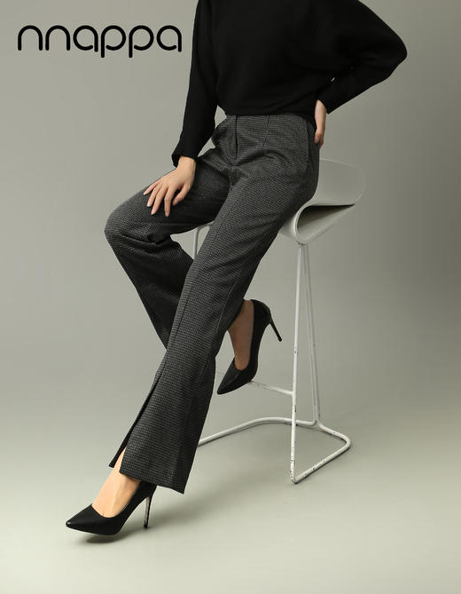 千鸟格微喇开衩长裤PA29233 商品图2