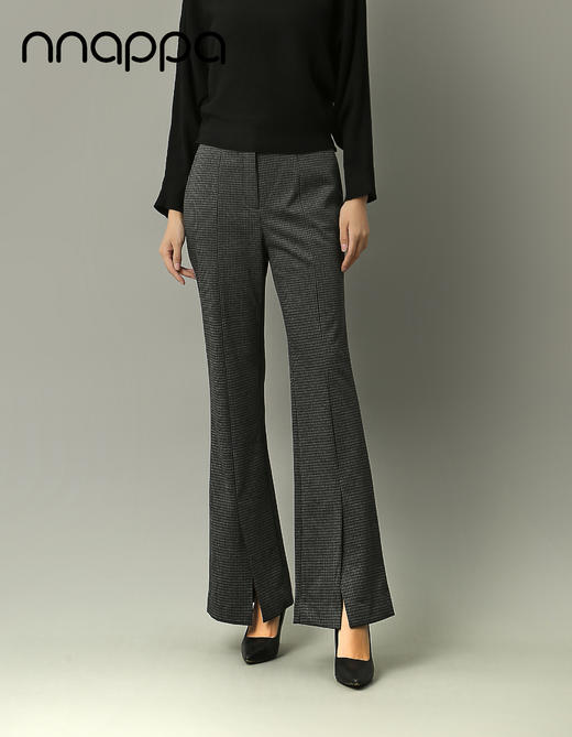 千鸟格微喇开衩长裤PA29233 商品图0