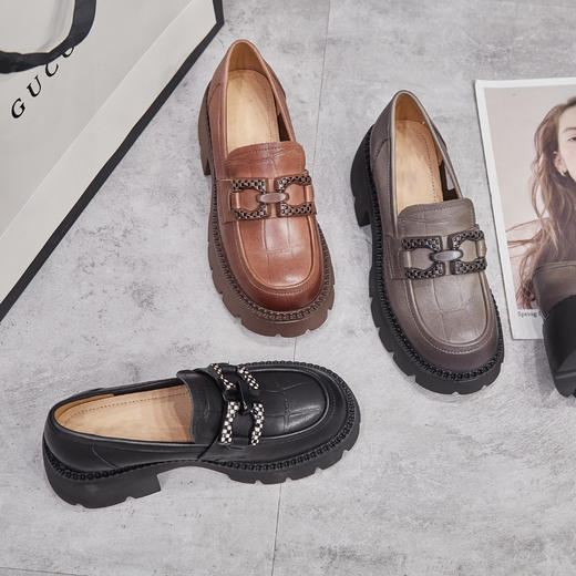 新品牛皮厚底的增高乐福鞋981B23565 商品图5