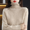 QHJY-JYJH2284冬季新款休闲慵懒毛衣100羊毛打底衫厚韩版宽松绞花高领羊毛衫 商品缩略图5