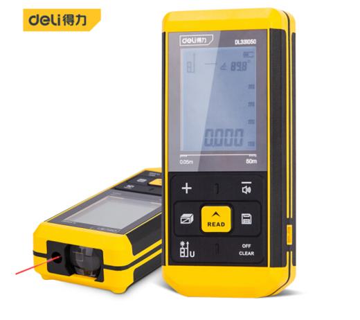 得力激光测距仪大屏语音锂电(黄) 商品图0