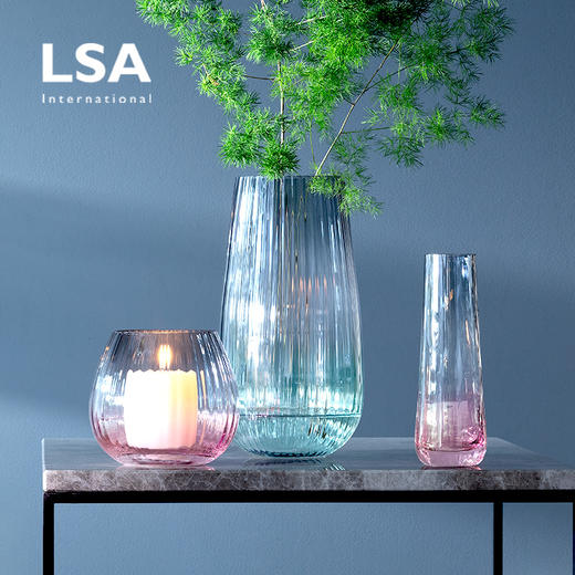 lsa花瓶Dusk手工渐变玻璃简约透明客厅欧式大号鲜花插花摆件 商品图2
