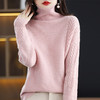 QHJY-JYJH2284冬季新款休闲慵懒毛衣100羊毛打底衫厚韩版宽松绞花高领羊毛衫 商品缩略图3