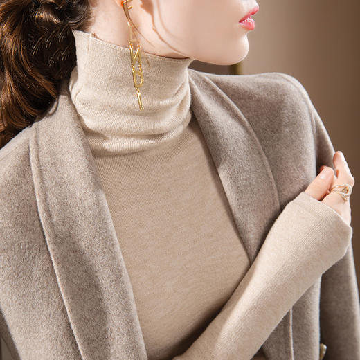 高领针织打底衫女，新款女装加厚套头毛衣保暖内搭一体绒上衣SG-I2D3554 商品图3