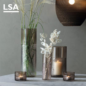 LSA Wicker 手工玻璃花瓶创意复古灰褐色北欧客厅插花花瓶摆件水培花瓶