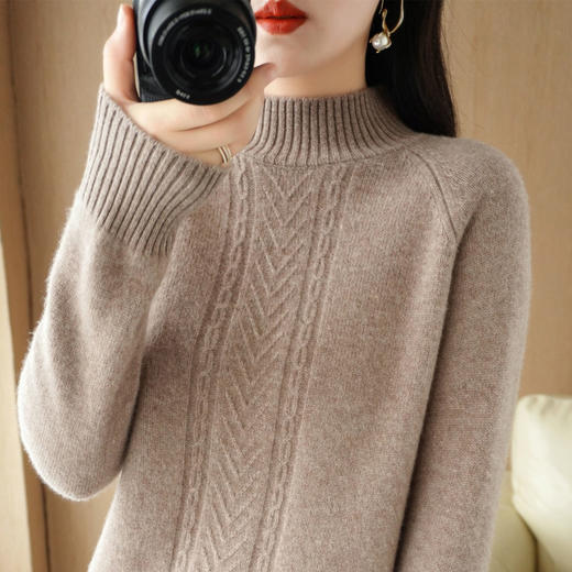 QHJY-JYJH22041秋冬新款女式毛衣提花加厚半高领插肩袖针织衫韩版羊毛打底衫 商品图7