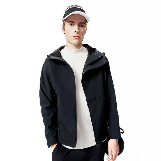卡尔美梭织外套风衣男士冬季新款防风连帽加绒运动夹克 商品图0