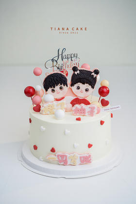 【纯手工翻糖定制】双胞胎