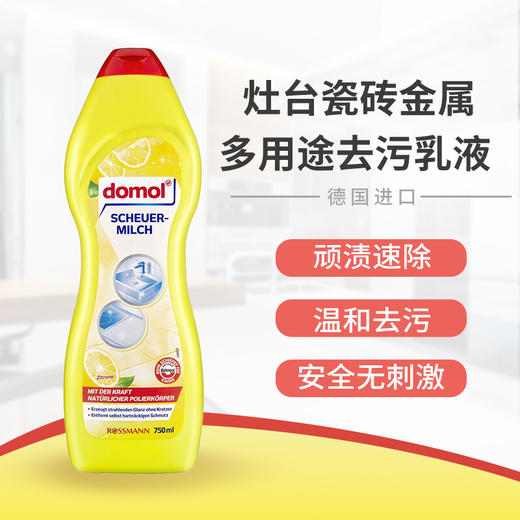 【中欧班列直供2瓶】德国domol去污乳液 原装进口ROSSMANN灶台瓷砖金属多用途去污乳液750ml/瓶 商品图1