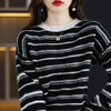 QHJY-JYTW2238新款加厚羊毛衫100羊毛打底衫撞色条纹韩版宽松慵懒针织毛衣 商品缩略图3