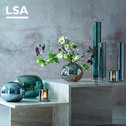 LSA Epoque 纯手工玻璃花瓶 复古幻彩轻奢手工花器插花卧室玄关装饰摆件 商品图0