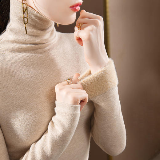 高领针织打底衫女，新款女装加厚套头毛衣保暖内搭一体绒上衣SG-I2D3554 商品图2