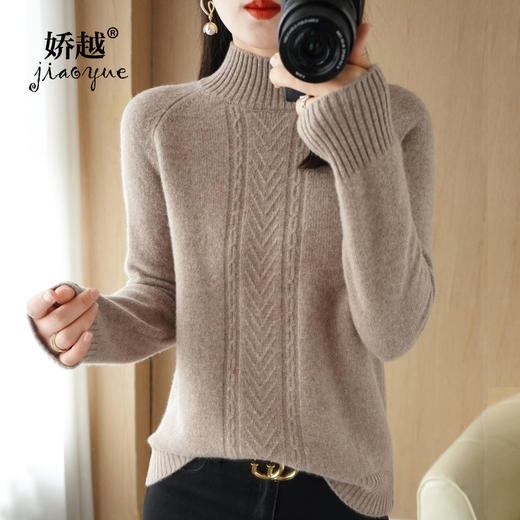 QHJY-JYJH22041秋冬新款女式毛衣提花加厚半高领插肩袖针织衫韩版羊毛打底衫 商品图0