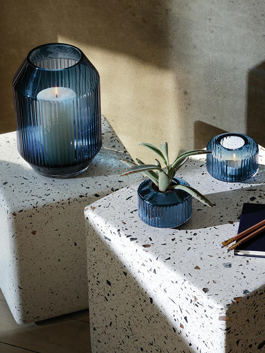 LSA Rotunda 纯手工玻璃花瓶 创意百褶家用玻璃花瓶透明 轻奢装饰花器摆件 商品图3