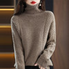 QHJY-JYJH2284冬季新款休闲慵懒毛衣100羊毛打底衫厚韩版宽松绞花高领羊毛衫 商品缩略图1