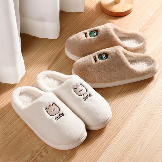 「五色可选！细腻绒毛」秋冬日式卡通棉拖鞋 保暖月子鞋加厚防滑家居棉男女鞋 商品图4