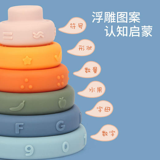 【认知启蒙 浮雕软胶 堆叠玩乐】新款婴幼儿卡通早教认知软胶彩虹圈六层叠叠乐捏捏叫儿童玩具 商品图3