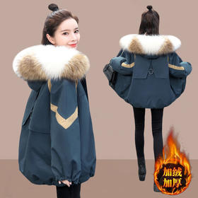 派克女短款大毛领，冬装新款韩版宽松ins袄加厚外套HR-9382567