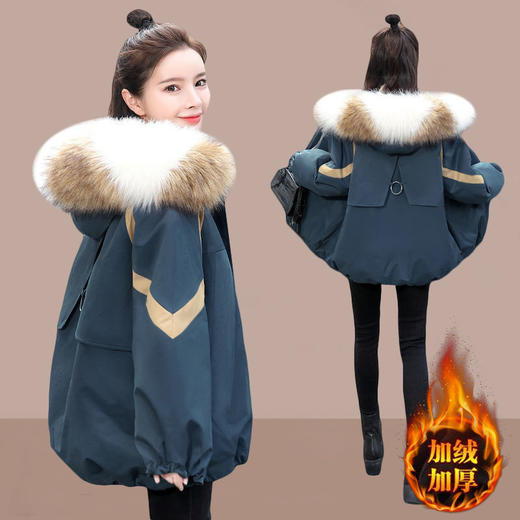 派克女短款大毛领，冬装新款韩版宽松ins袄加厚外套HR-9382567 商品图0