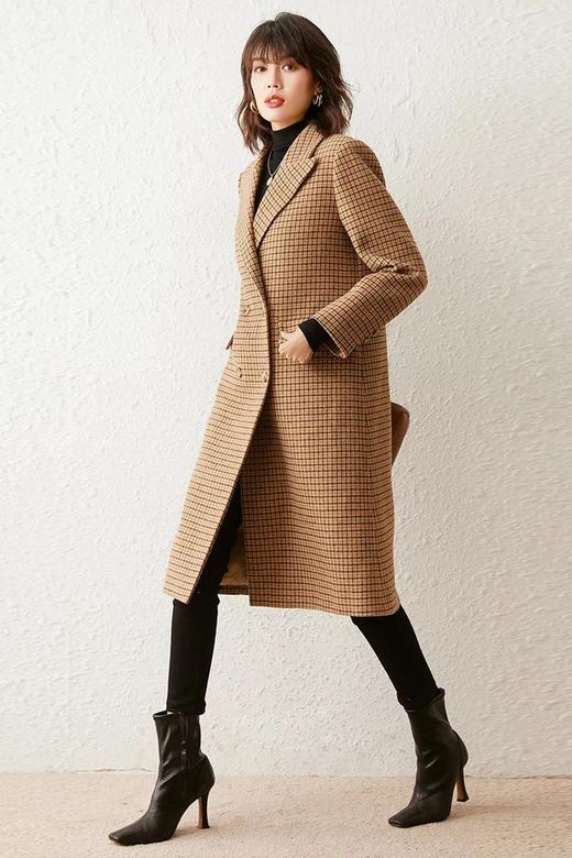 LOUIS YAO/白鹿语 经典修身格纹长外套 11065 商品图1