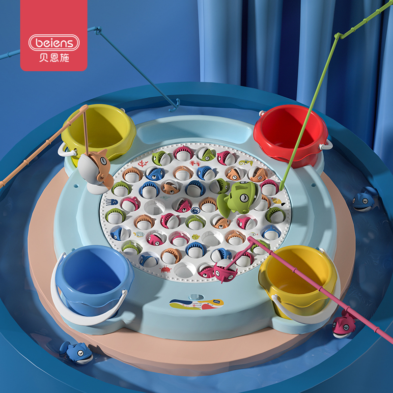 贝恩施宝宝电动磁性钓鱼玩具儿童益智早教小男孩女孩1一2两三3岁6