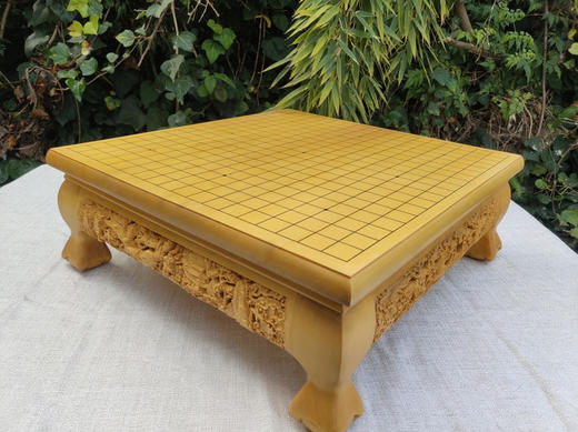 乌龙精品棋盘 实木棋盘 新榧 香榧实木 雕花围棋桌 围棋墩 商品图6