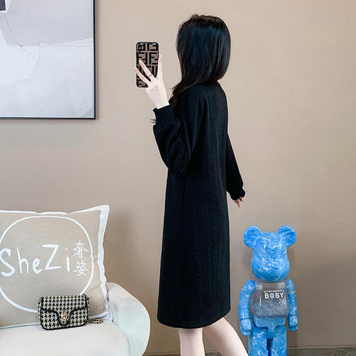 奢姿2025年秋装新款大码女装荷叶边减龄裙子胖妹妹时尚遮肚连衣裙9924866625 商品图3