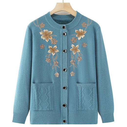 MQ864-4055-963中老年人秋冬奶奶冬装外套加绒毛衣妈妈太太保暖衣老人衣服 商品图6