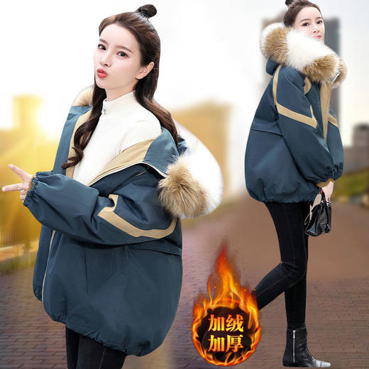 派克女短款大毛领，冬装新款韩版宽松ins袄加厚外套HR-9382567 商品图6