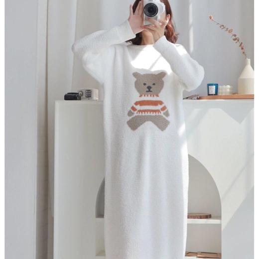 软绵绵小熊睡裙女秋冬季中长款加厚珊瑚绒长袖甜美可爱加绒家居服 商品图6
