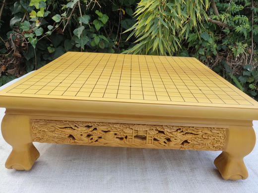 乌龙精品棋盘 实木棋盘 新榧 香榧实木 雕花围棋桌 围棋墩 商品图7