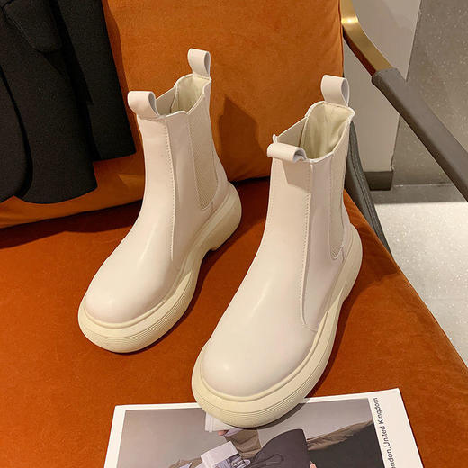 薄绒马丁靴子春秋单靴新款短靴厚底防滑2022秋冬网红爆款切尔西靴 商品图6