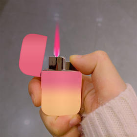 高颜值粉色火焰充气打火机防风金属渐变ins网红定制送男朋友礼物