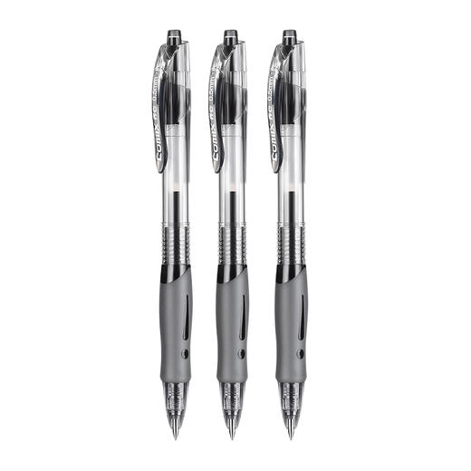 齐心GP108速干按动中性笔弹簧子弹头0.5mm黑色签字笔碳素笔啫喱笔水笔12支/盒 商品图0