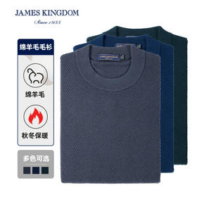 【100%绵羊毛】占姆士秋冬男士套头圆领全绵羊毛衫套头衫