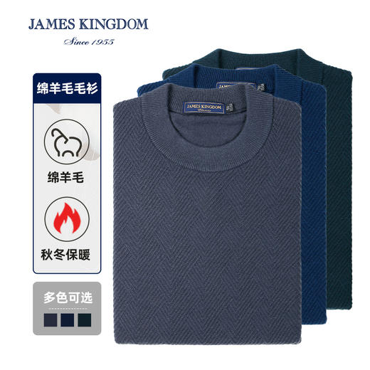 【100%绵羊毛】占姆士秋冬男士套头圆领全绵羊毛衫套头衫 商品图0