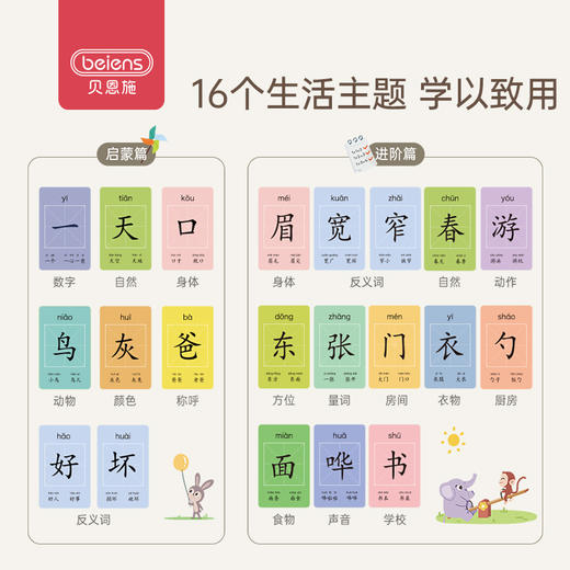 贝恩施儿童识字卡片幼儿汉字认字卡宝宝早教启蒙学习拼音神器玩具 商品图3