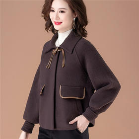 JFYH6563新款时尚洋气翻领长袖短款毛呢外套