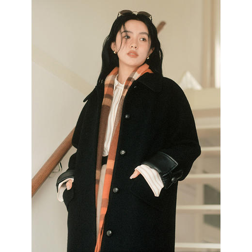 Even Vintage | 冬日暖意 全羊毛皮质毛呢外套女大衣中长款小个子 商品图3