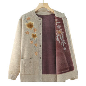 MQ864-4055-963中老年人秋冬奶奶冬装外套加绒毛衣妈妈太太保暖衣老人衣服