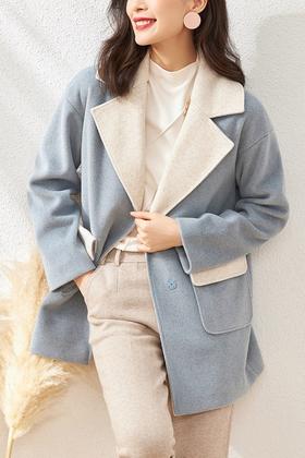 OSA欧莎 双色西装翻领大衣 10458