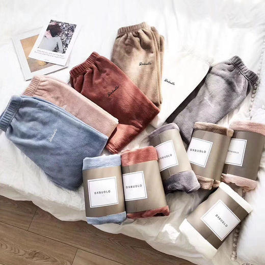 珊瑚绒睡裤女长裤秋冬季女士加厚绒宅宅仙女暖暖裤加厚加绒可外穿 商品图1