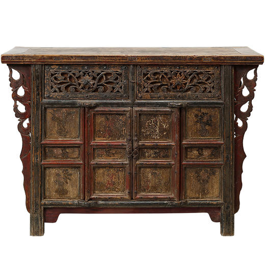 中式山西老旧焖桌供桌案供台玄关餐边柜明清家具朱红漆彩绘包老 商品图6