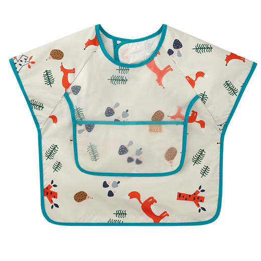 贝恩施儿童短袖双层防护防水防污罩衣婴儿宝宝吃饭神器围兜罩衣 商品图1