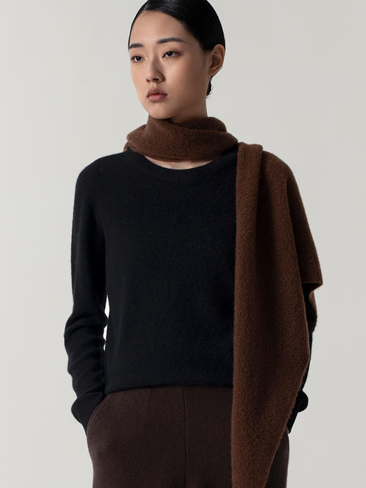 322工房纯山羊绒衫女2022新款秋冬纯色套头打底衫合体针织衫毛衣 商品图2