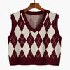 v领菱格马甲女外搭春秋季2021年新款复古叠穿针织背心短款坎肩 商品缩略图3